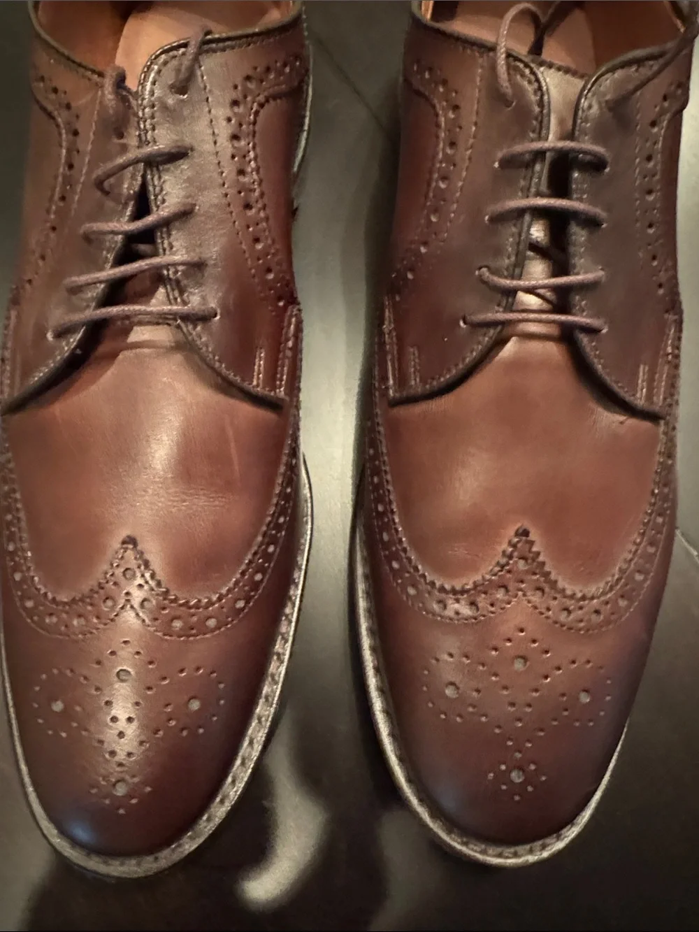 Allen Edmonds McGregor Men's Wingtip Derbys Dark Brown Leather - Never Worn 12D